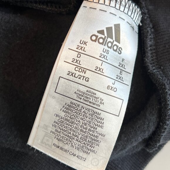 Adidas Men Size 2XL Huskies Black Duo Bars Lifestyle Pullover Hooded Sweatshirt - Picture 2 of 8